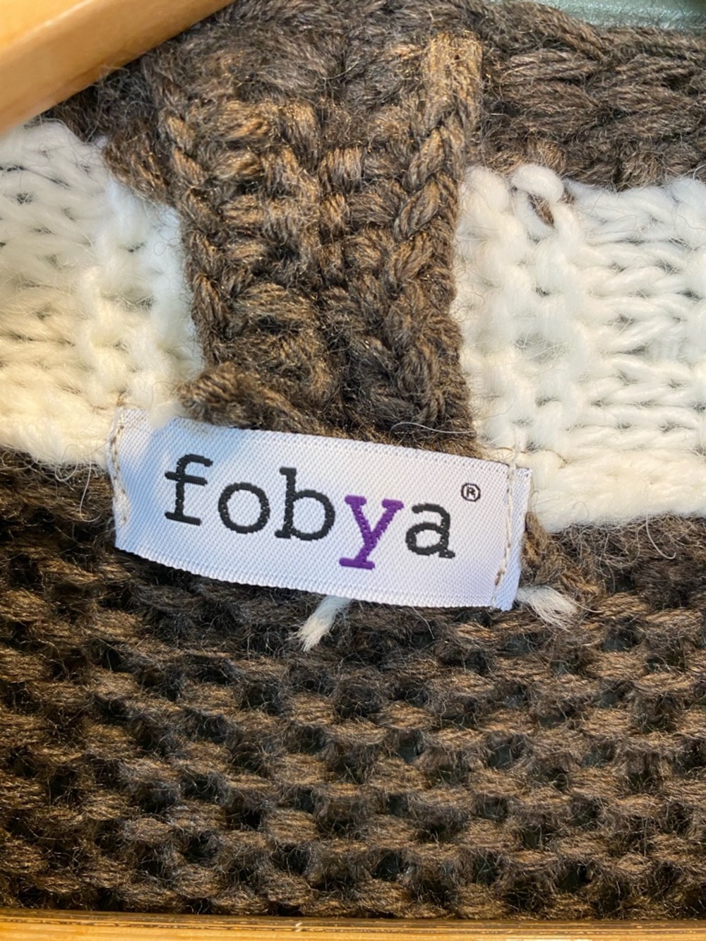 Brown and Cream Open-Front Knit Cardigan Sweater - Picture 2 of 5